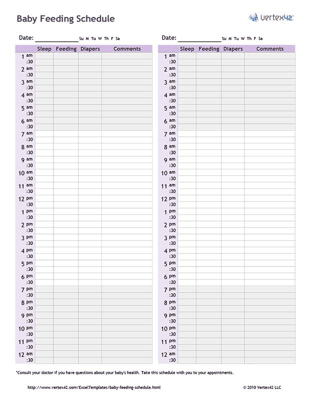 Baby Feeding Schedule Template Baby Feeding Schedule Baby Feeding 
