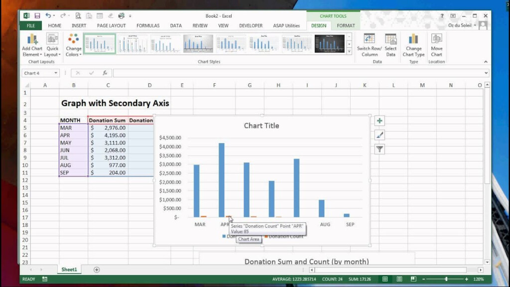 Graphing 2 Pieces Of Data On 1 Chart Excel Secondary Axis YouTube