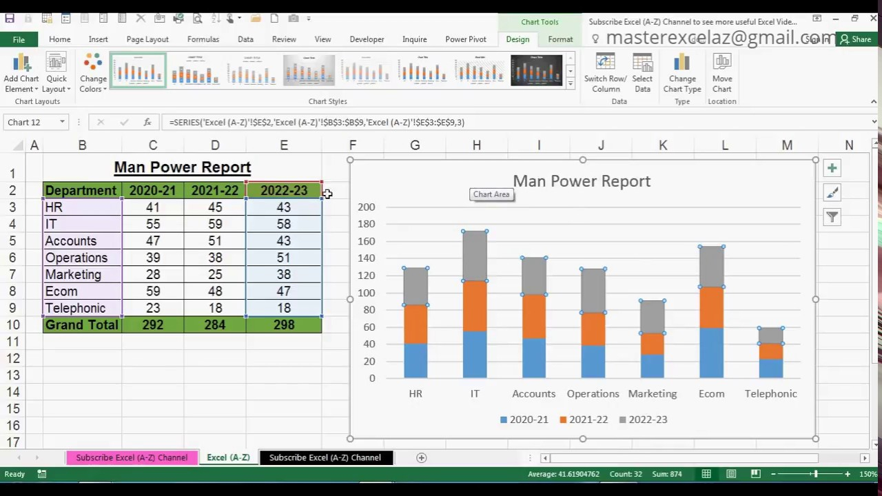 How To Create 2D Stacked Column Chart In MS Office Excel 2016 YouTube