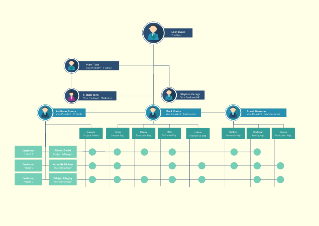 Matrix Organizational Structure With Many Reporting Lines 