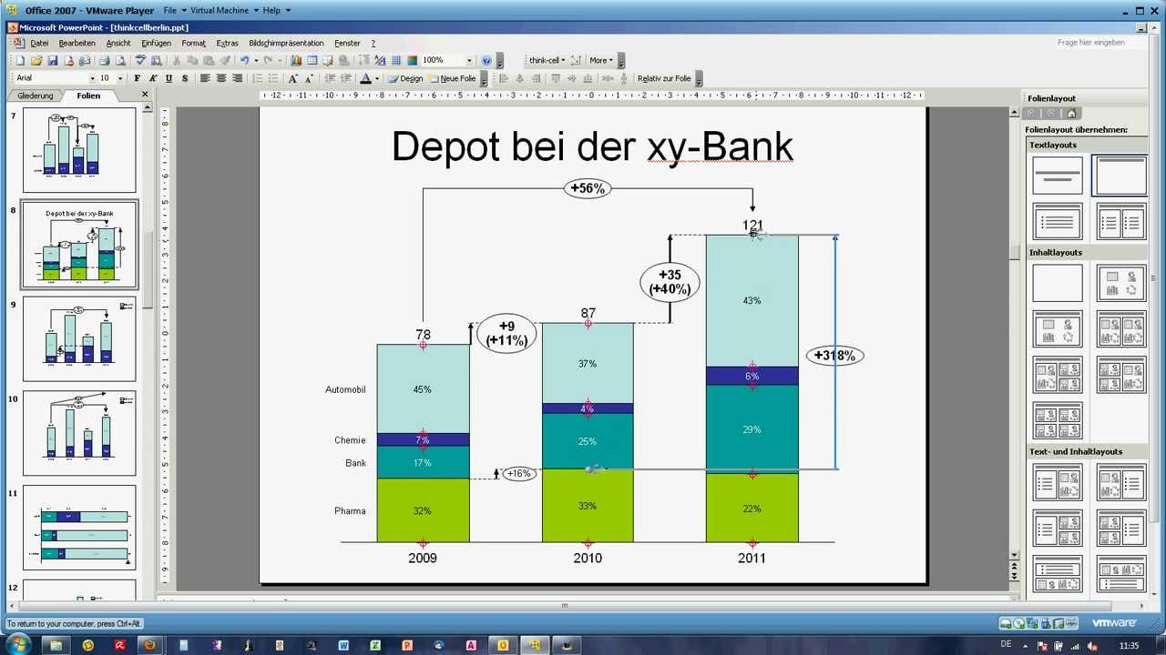 ThinkCell Segment Difference Arrow Vs Category Difference Arrow YouTube