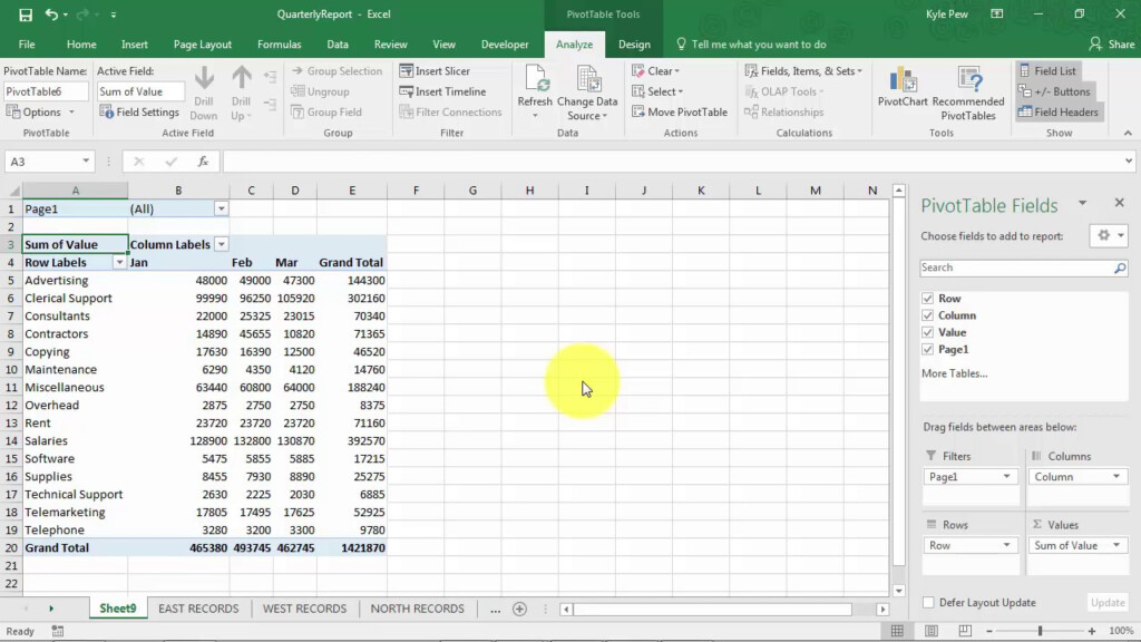 Create An Excel PivotTable Based On Multiple Worksheets YouTube
