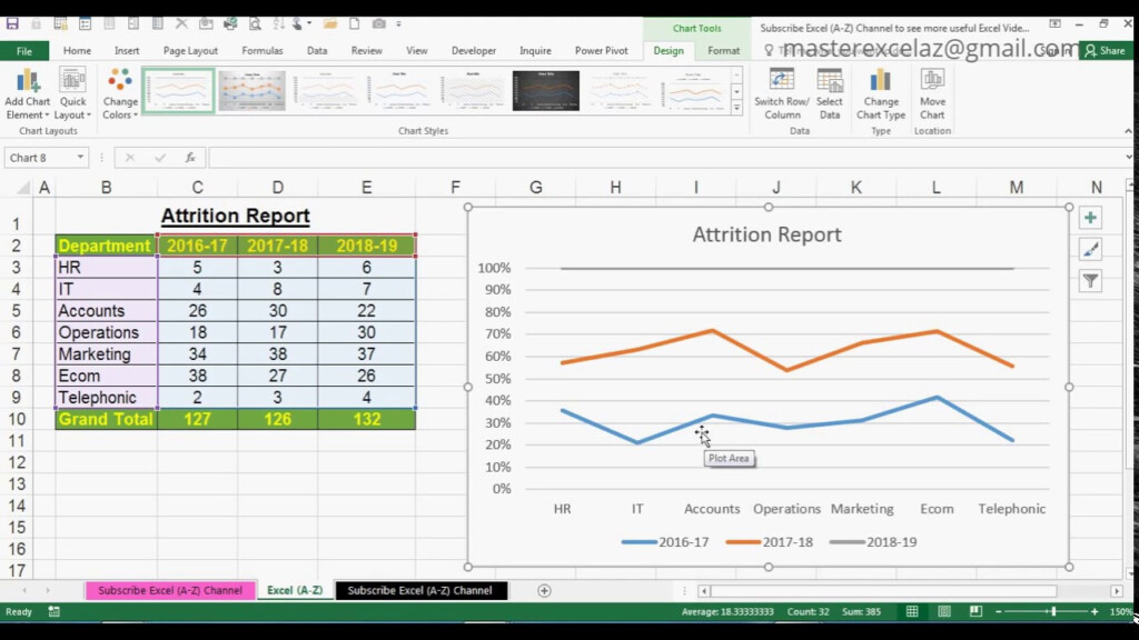 How To Create 2D 100 Stacked Line Chart In MS Office Excel 2016 YouTube