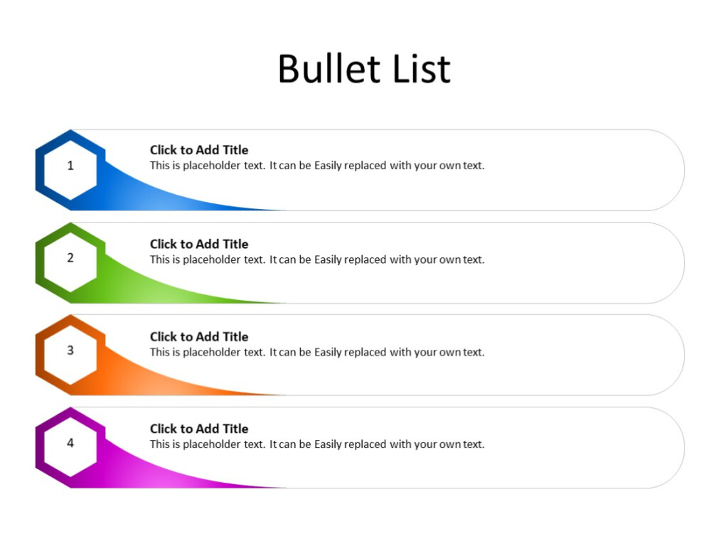 PPT Slide Bullet List 4 Bullets Multicolor