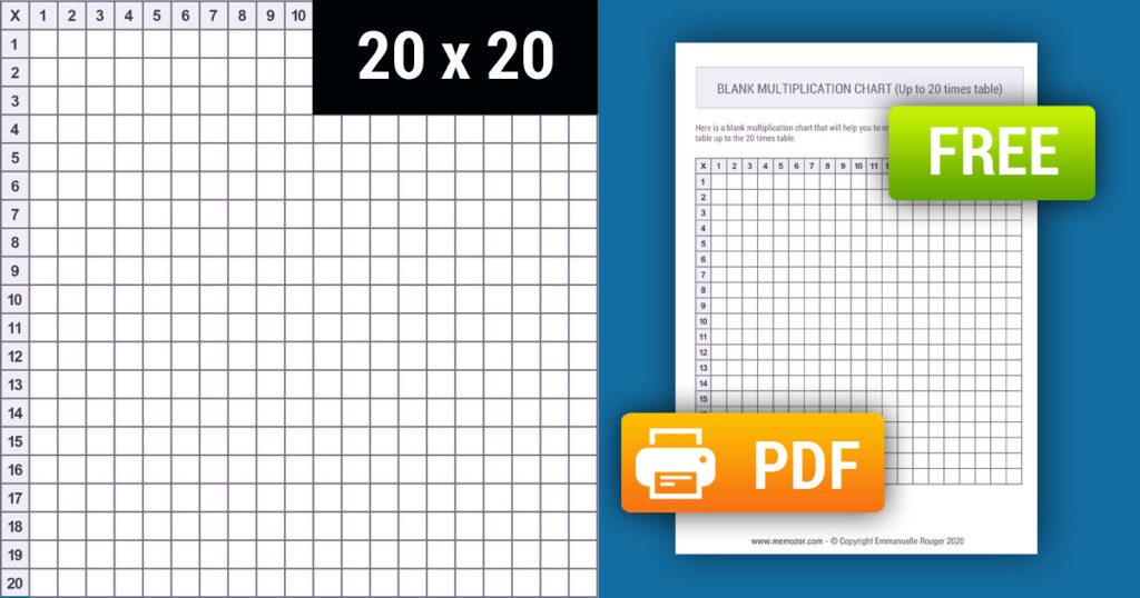 Printable Blank Multiplication Chart 1 20 Free Memozor