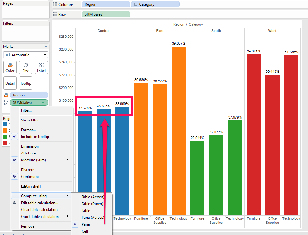 Side By Side Stacked Bar Chart Totaling To 100 In Tableau Stack Overflow